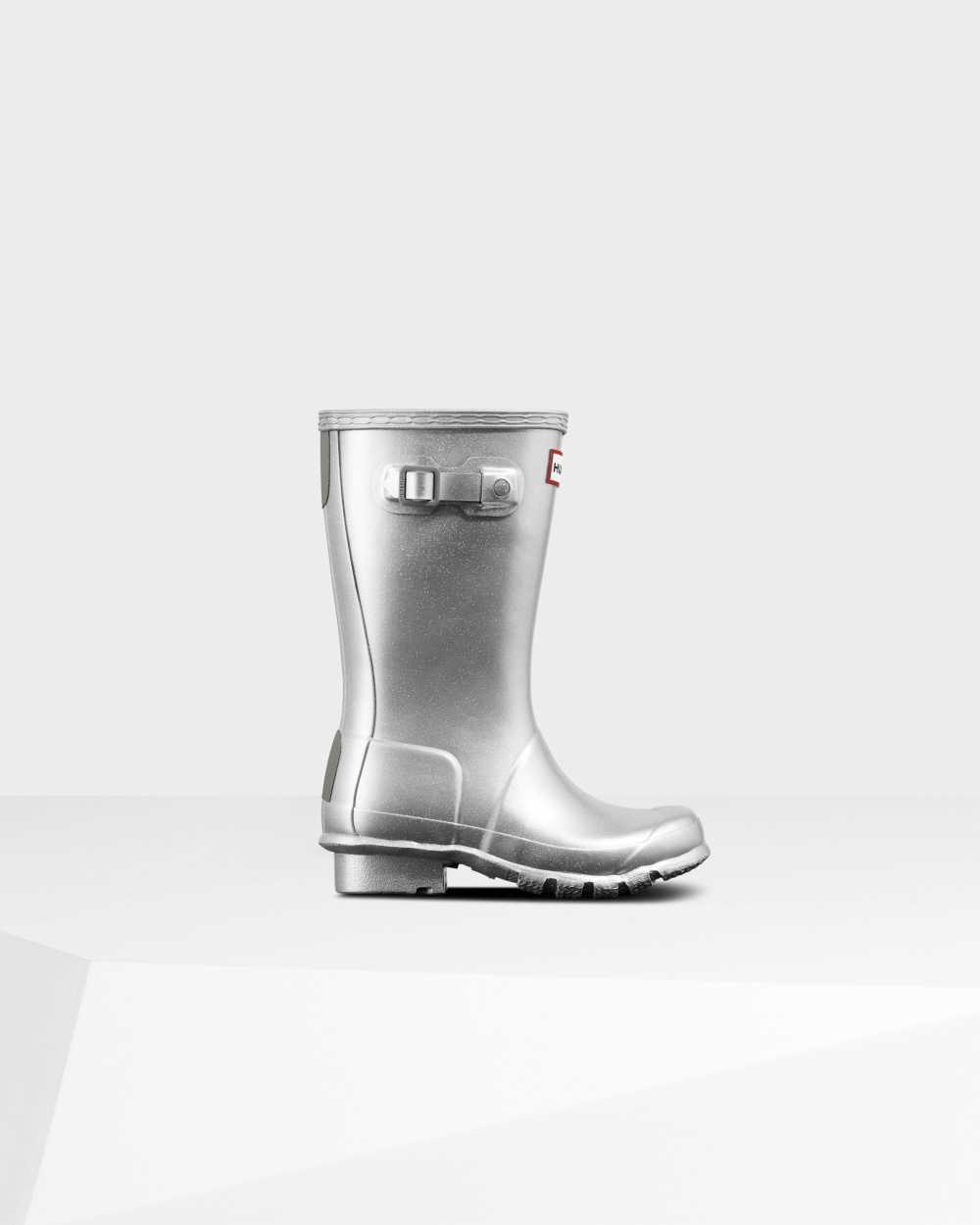 Hunter Kids Original Big Cosmic Short Wellington Boots Silver,UXFA90612
